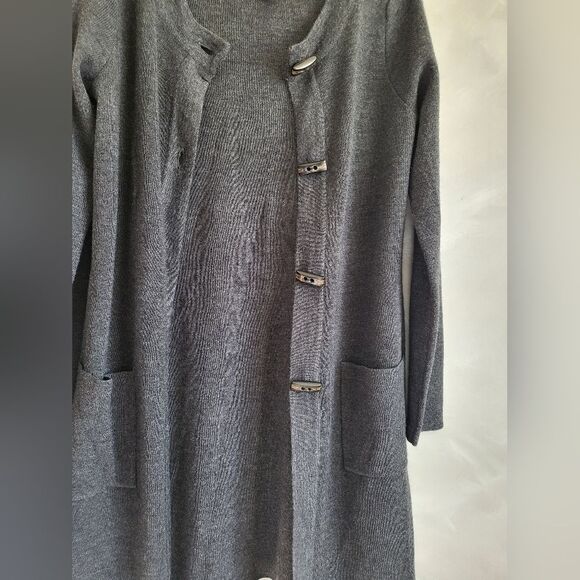 Ellen Tracey Merino Wool Blend Cardigan Size XL Gray - Picture 6 of 10